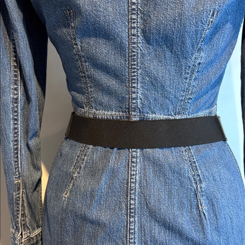 Brave 1992 black leather and elastic belt with brushed silver buckle size 36 - Picture 9 of 15